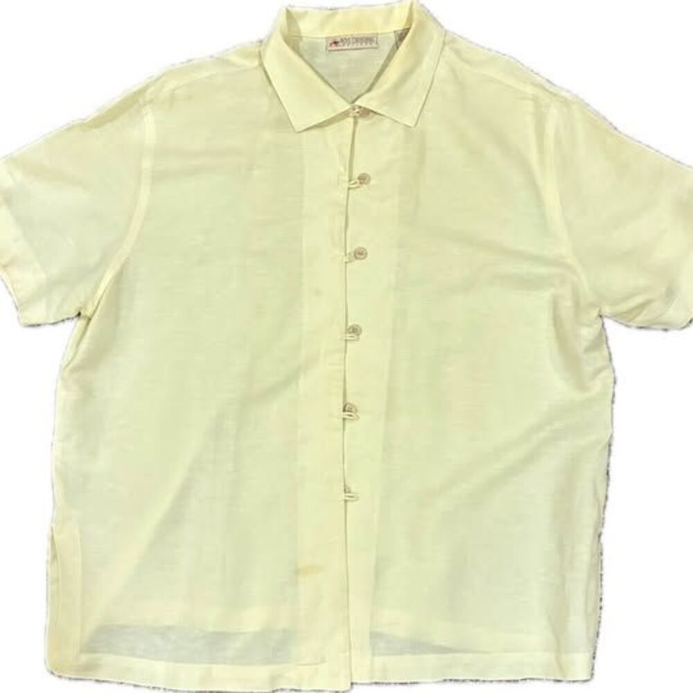 Vintage Roo Crossing Pet Linen Cotton Blend Short Sleeve Button Up Shirt-size 14